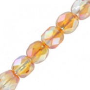 Czech Fire polished faceted glass beads 3mm Crystal orange rainbow